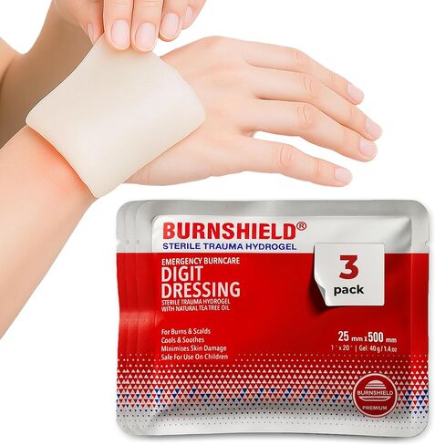 ضمادة الحروق 2.5 × 50 سم (3 عبوات) - وسادات هيدروجيل معقمة للصدمات لحروق الأصابع والأصابع والحروق وتخفيف حروق الشمس - جل تبريد للإسعافات الأولية في حالات الطوارئ - ملفوفة بشكل فردي in Kuwait