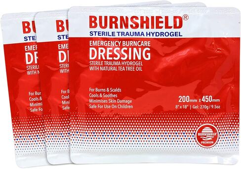 Burnshield ضمادات الخلايا الرغوية المعقمة لحروق الطوارئ برقائق هيدروجيل 8 بوصة × 18 بوصة (200 مم × 450 مم) in Kuwait