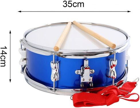 13" Snare Drum for Beginners and Kids, Double Tone Percussion Instrument, Lightweight Educational Practice Pad Drum Kit- Blue in Kuwait