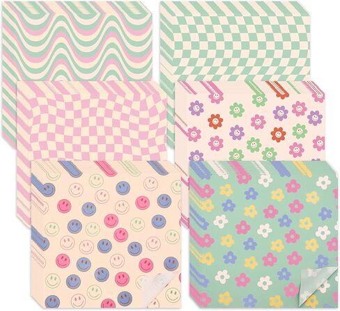 Whaline 240Pcs Groovy Deli Paper Pastel Retro Smile Daisy Checkered Food Sandwich Wrapping Paper 12x12 Inch Groovy Hippie Food Basket Liners for Picnic Sandwiches Barbecue Kitchen Party Supplies in Saudi Arabia