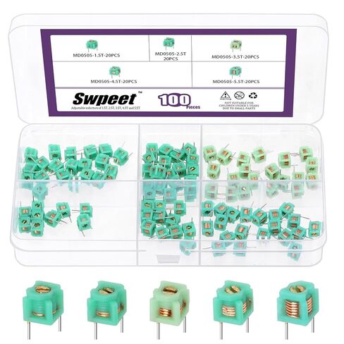 Swpeet 440 قطعة 7 أنواع 0.7 * 3.5 * 1.5/2.5/3.5/4.5/5.5/6.5/7.5T مجموعة متنوعة من محث Coilcraft، محث ملف FM سلك نحاسي مجوف لفائف مجوفة للتحكم عن بعد محث FM in Saudi Arabia