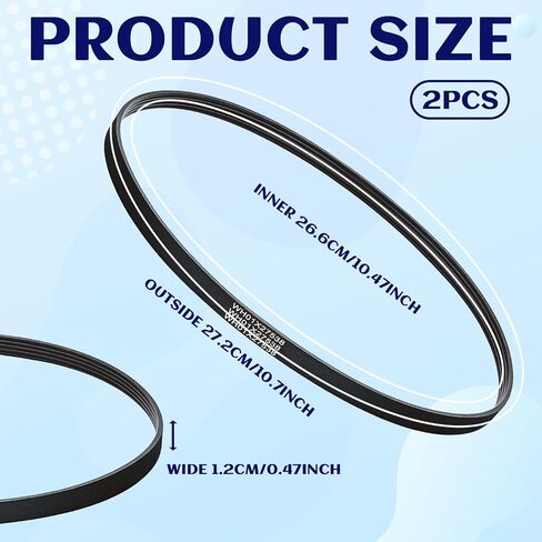 2-Pack WH01X27538 Washer Drive Belt Compatible with GE-Hotpoint Clothes Washing Machine,Replace Parts AP6328256, 4587903, PS12299369, WH01X27538 in Saudi Arabia