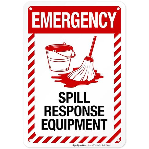 معدات الاستجابة للانسكابات في حالات الطوارئ مع علامة جرافيك، (SI-62694) 10 × 7 بوصة، سمك HDPS 55 مل (بوليسترين عالي الكثافة)، صنع في الولايات المتحدة الأمريكية in Kuwait