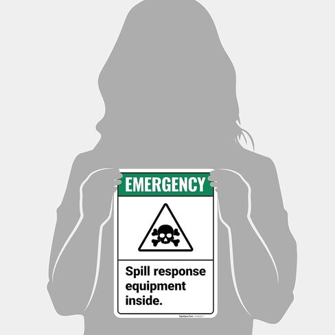 Emergency Spill Response Equipment Inside Sign, 10x7 Inches, 4 Mil Vinyl Decal Stickers Weather Resistant, Made in USA by Sigo Signs in Saudi Arabia