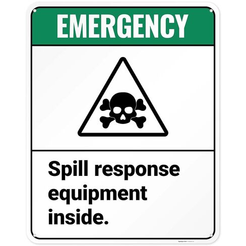 Emergency Spill Response Equipment Inside Sign, 10x7 Inches, 4 Mil Vinyl Decal Stickers Weather Resistant, Made in USA by Sigo Signs in Saudi Arabia