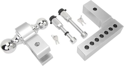 طقم وصلة مقطورة قابلة للتعديل، وصلة وصل من الفولاذ المقاوم للصدأ مقاس 6 بوصات، سعة سحب 12500 رطل، مثالية لشاحنتين استقبال ومقطورات ومركبات ترفيهية وقوارب (فضي مطلي بالكهرباء) in Kuwait