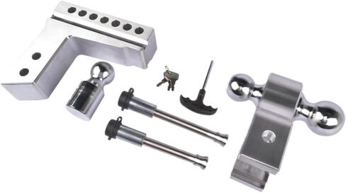 Silver Adjustable Trailer Hitch Replaceable Tri Balls Fits 2.5 Inch Receiver 6 Inch Drop 18500lbs in Saudi Arabia