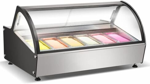cooler depot Gelato Freezer Display Case Dipping Cabinet NSF Certified Pan Ice cream Countertop Black Frame 6 Pan DW6R in Kuwait