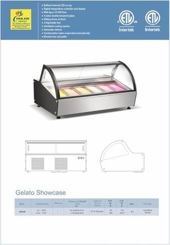 cooler depot Gelato Freezer Display Case Dipping Cabinet NSF Certified Pan Ice cream Countertop Black Frame 6 Pan DW6R in Kuwait