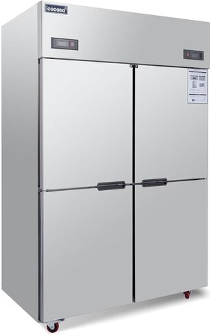ICECASA 48" W Commercial Refrigerators and Freezer Combo Reach-in 4 Split Doors Upper & Lower Storage Design 33 Cu.ft Stainless Steel Fan Cooling for Restaurant, Bar, Shop, etc in Saudi Arabia
