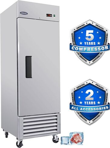 27"W Commercial Reach-In Upright Freezer - Low Noise & Energy Saving, Stainless Steel Freezer, 3 Adjustable Shelves, LED Lighting, 23 Cu.ft, Automatic defrost, Digital Temperature Control in Kuwait