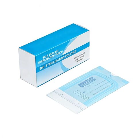 حقيبة تعقيم ذاتية الغلق، حقيبة تخزين من YOUYA DENTAL 200 قطعة من أكياس تعقيم الأسنان للاستعمال مرة واحدة، حقيبة تخزين لأدوات طب الأسنان وأدوات الأظافر وفرش المكياج (2.25 بوصة × 5 بوصات) in Kuwait