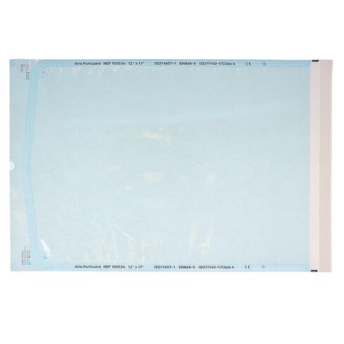 أكياس تعقيم Aira 100534 PurGuard ذاتية الغلق مقاس 12 بوصة × 17 بوصة، فيلم أزرق ورقي 200/Bx in Kuwait