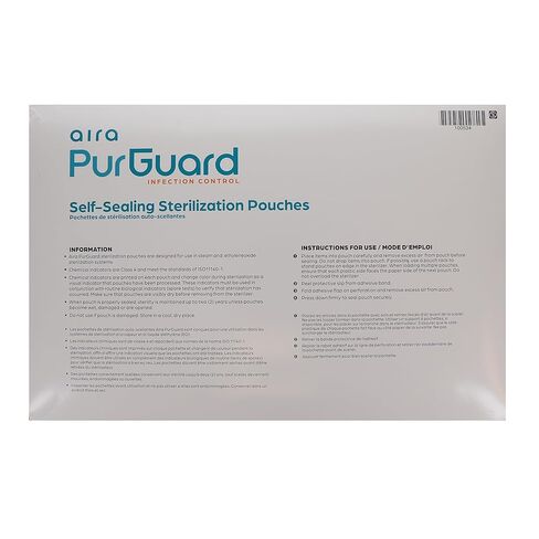 أكياس تعقيم Aira 100534 PurGuard ذاتية الغلق مقاس 12 بوصة × 17 بوصة، فيلم أزرق ورقي 200/Bx in Kuwait