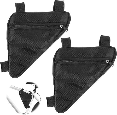 2PCS Bike Frame Bag Black Waterproof Mountain Bicycle Bag Small Bikes Top Tube Pouch for Road and Mountain Bikes Lightweight Cycling Storage Bags in Saudi Arabia