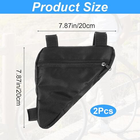 2PCS Bike Frame Bag Black Waterproof Mountain Bicycle Bag Small Bikes Top Tube Pouch for Road and Mountain Bikes Lightweight Cycling Storage Bags in Saudi Arabia