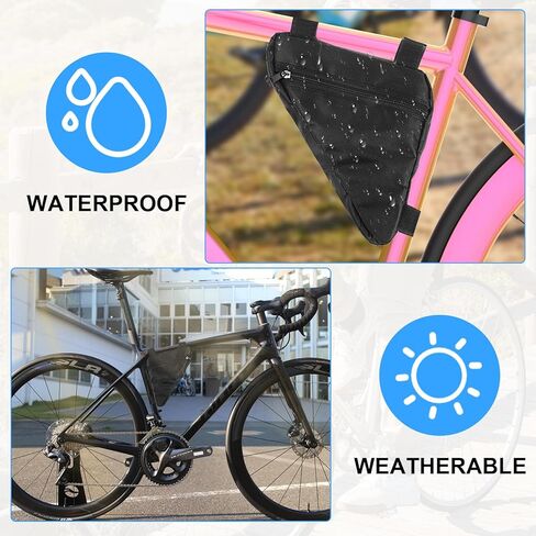 2PCS Bike Frame Bag Black Waterproof Mountain Bicycle Bag Small Bikes Top Tube Pouch for Road and Mountain Bikes Lightweight Cycling Storage Bags in Saudi Arabia