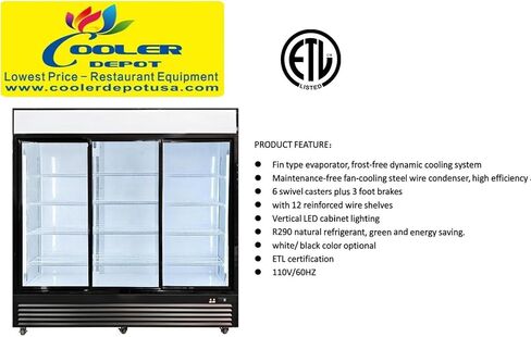 Commercial Refrigerator Glass 3-door Sliding Door NSF Merchandiser 72"Width X28"DX81"H Beverage Drink Cooler,Flower/Floral Refrigerator, ETL,NSF, Upright, Capacity 57 cuft,110V gsc-50 in Kuwait