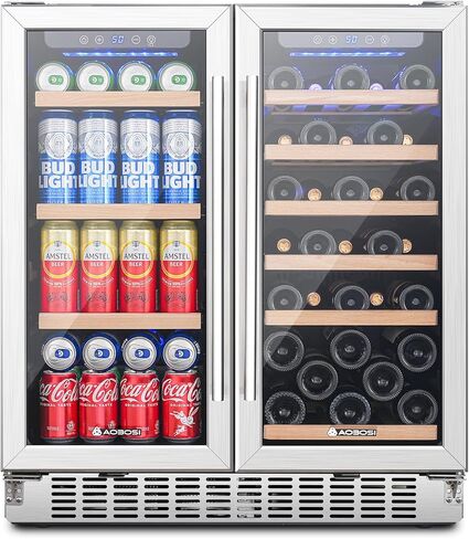 AAOBOSI Wine Fridge Cooler, 46 Bottles,24 inch Dual Zone Wine Cooler Under Counter with Safety Lock,Built-in or Freestanding Wine Refrigerators for Home,Office,Bar in Kuwait