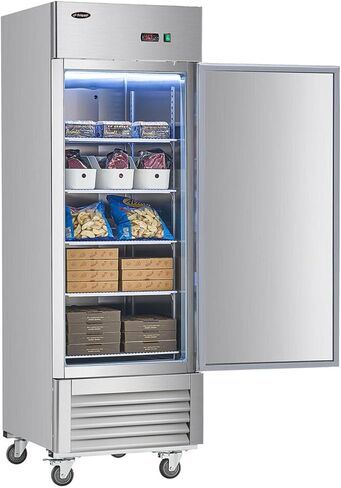 27 Inch Upright Commercial Refrigerator, Stainless Steel Single Door, 23 Cu.Ft, 3 Adjustable Shelves, Digital Temperature Control, NSF/ETL Certified, with Casters for Restaurant, Bar, Kitchen in Kuwait