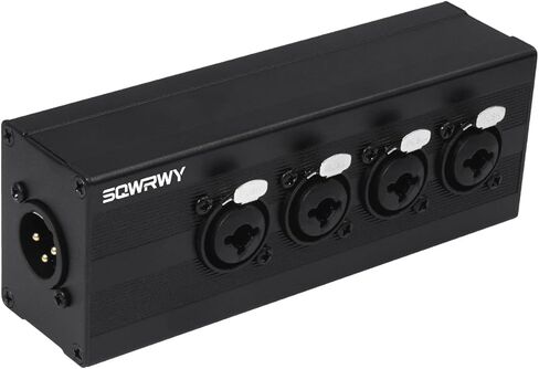 صندوق مجمع الصوت من 4 إلى 1 XLR، خلاط ميكروفون ذو 4 قنوات - يجمع السلبي بين 4 مدخلات XLR أنثى / 1/4 بوصة TRS في مخرج ذكر XLR واحد لتسجيل الاستوديو، والبث الصوتي، والصوت المباشر in Kuwait