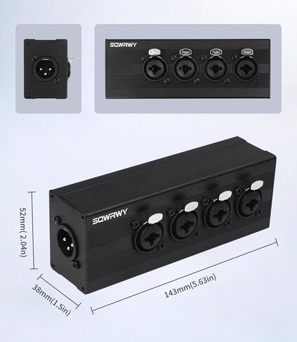 صندوق مجمع الصوت من 4 إلى 1 XLR، خلاط ميكروفون ذو 4 قنوات - يجمع السلبي بين 4 مدخلات XLR أنثى / 1/4 بوصة TRS في مخرج ذكر XLR واحد لتسجيل الاستوديو، والبث الصوتي، والصوت المباشر in Kuwait