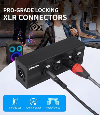 صندوق مجمع الصوت من 4 إلى 1 XLR، خلاط ميكروفون ذو 4 قنوات - يجمع السلبي بين 4 مدخلات XLR أنثى / 1/4 بوصة TRS في مخرج ذكر XLR واحد لتسجيل الاستوديو، والبث الصوتي، والصوت المباشر in Kuwait