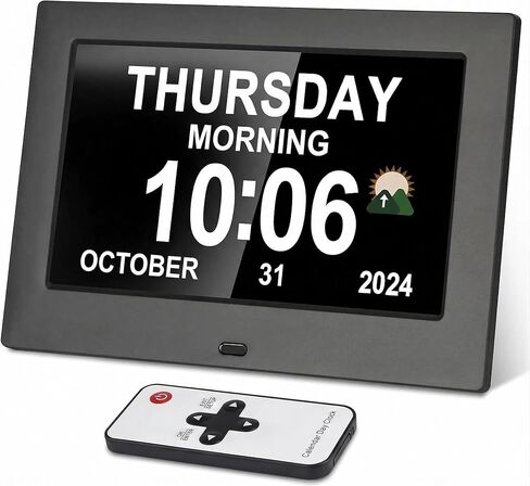 WiFi Digtial Wall Clock,Desk Clock with Weather Temperature Humidify,10 Day Weather Forecast,Weather Station with Digital Calendar and Dementia Alarm clockx for Seniors.(Black, 7 inches) in Saudi Arabia