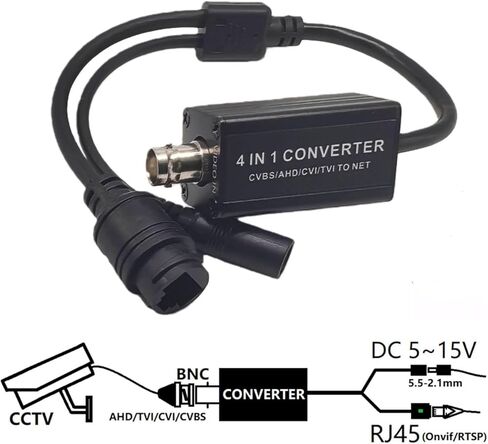 4 in 1 Analog to Converter Adapter for CCTV Security Cameras with BNC Input RJ45 Output H.265 RTSP 1080P in Saudi Arabia