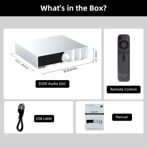 SMSL D200 Audio Decoder | USB/Optical/Coaxial/Bluetooth Input | MQA/MQA - CD Supported | ROHM BD34352EKV Chip | Compatible with Amplifiers/Headphone Amps/Phones/Computers in Saudi Arabia