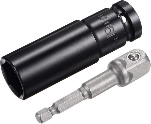uxcell 1/2" Drive Socket Accessory Set, 19mm Deep 6-Point Impact Socket 3" Length and 1/4" Hex Shank Adapter in Saudi Arabia