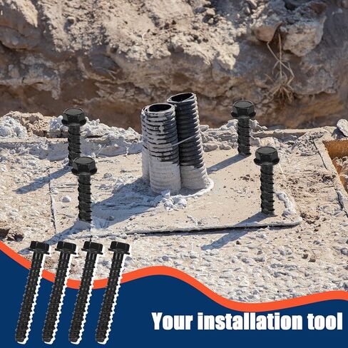 40 Pack 1/2" x 4" Concrete Anchors and Screws Kits Galvanized Ceramic Black Ruspert Coating Large Diameter Concrete Bolts Masonry Screw for Brick Block Wall Corrosion Resistant in Kuwait