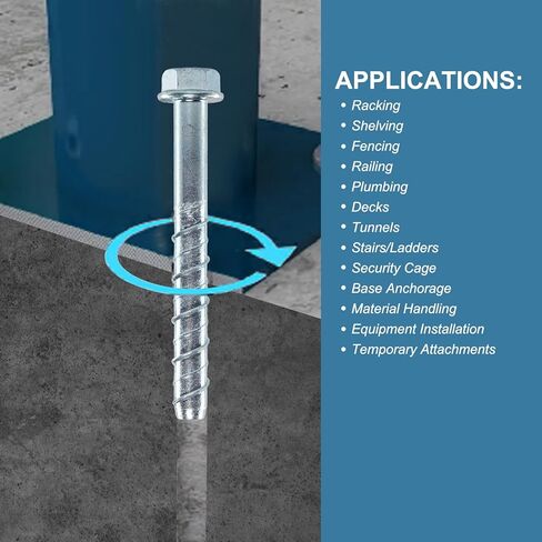 5/8" x 8" Concrete Screws (10 PCS) Concrete Anchor Bolts, Zinc Plated in Kuwait