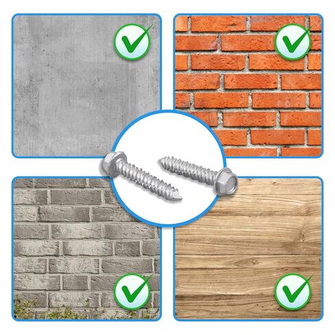 Concrete Screws 1/4" x 1-1/4" 100PCS 410 Stainless Steel Hex Concrete Screw with Drill Bit and Hex Bit Socket for Masonry Block Brick in Kuwait