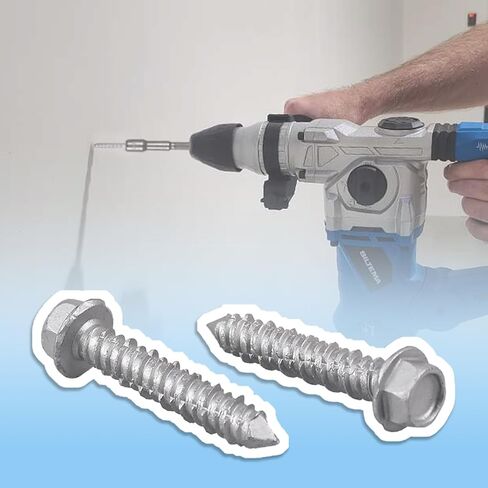 Concrete Screws 1/4" x 1-1/4" 100PCS 410 Stainless Steel Hex Concrete Screw with Drill Bit and Hex Bit Socket for Masonry Block Brick in Kuwait