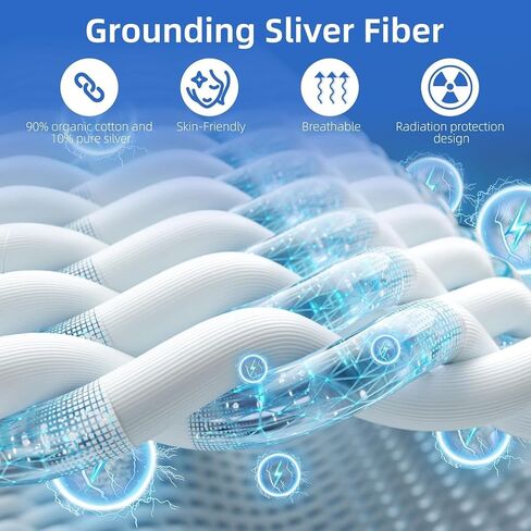 ملاءة أرضية، حصيرة أرضية للسرير، وسادة أرضية للنوم مع 10% ألياف فضية لنوم أفضل مع أسلاك بطول 15 بوصة وقلم اختبار يناسب جميع مقاسات المرتبة (ملاءة مسطحة بيضاء مقاس 24 بوصة × 104 بوصة) in Kuwait