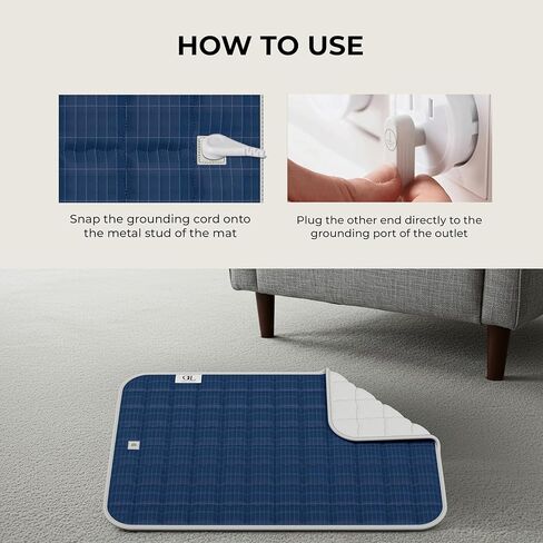 Grounding Mat for Feet and Desk, 16x24 Inch Quilted Cotton Earthing Pad with Cord, Continuity Tester & Travel Pouch – Black in Saudi Arabia