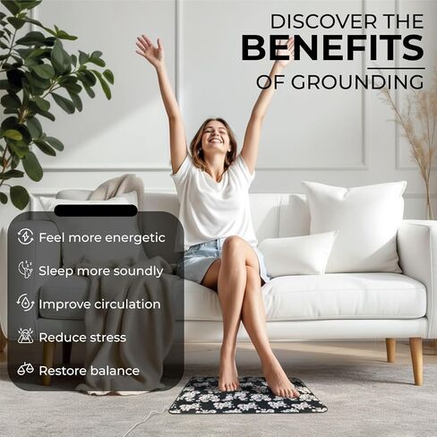 Grounding Mat for Feet - Grounding Well Mat with Anti-Slip Surface - Improves Sleep,Energy and Ailments, Reduces Stress - Complete Earthing Pad for feet, Desk, or Chair in Kuwait
