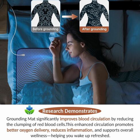 حصيرة التأريض من الجرافين للسرير: علاج أرضي داخلي لتحسين النوم وتعزيز الطاقة - وسادة نوم موصلة مع فوائد مؤرضة - مجموعة هدايا صحية للنساء (الملكة) in Kuwait