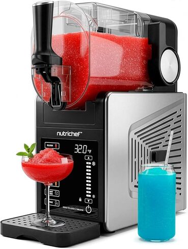 NutriChef Slushie Machine for Home | No Ice Needed Slushys 7-in-1 Preset Programs: Self Clean, Milkshakes, Spiked Slush & More | 64 oz, Quiet Operation, One-Touch Start & Includes Recipes | Black in Kuwait