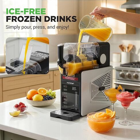 NutriChef Slushie Machine for Home | No Ice Needed Slushys 7-in-1 Preset Programs: Self Clean, Milkshakes, Spiked Slush & More | 64 oz, Quiet Operation, One-Touch Start & Includes Recipes | Black in Kuwait
