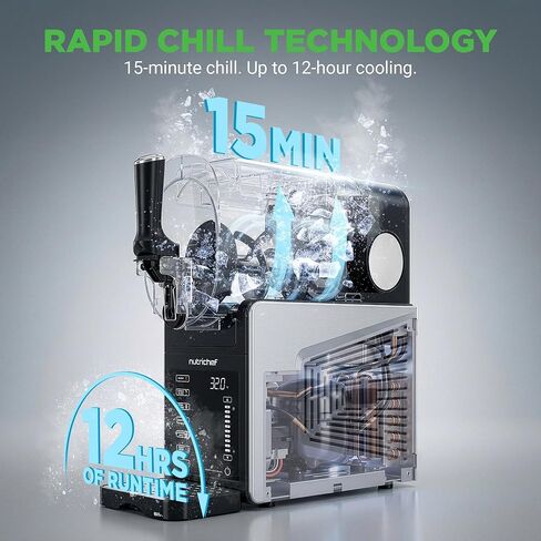 NutriChef Slushie Machine for Home | No Ice Needed Slushys 7-in-1 Preset Programs: Self Clean, Milkshakes, Spiked Slush & More | 64 oz, Quiet Operation, One-Touch Start & Includes Recipes | Black in Kuwait