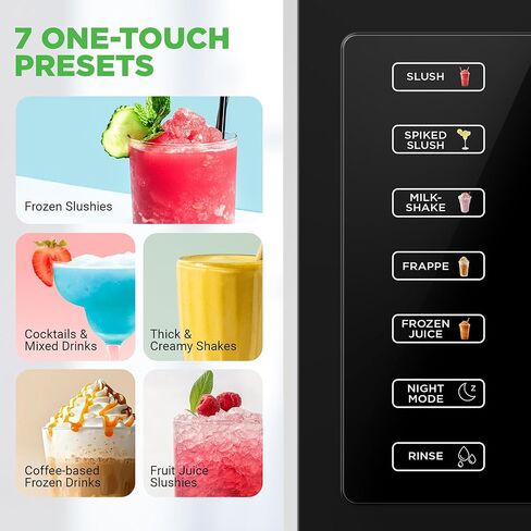 NutriChef Slushie Machine for Home | No Ice Needed Slushys 7-in-1 Preset Programs: Self Clean, Milkshakes, Spiked Slush & More | 64 oz, Quiet Operation, One-Touch Start & Includes Recipes | Black in Kuwait