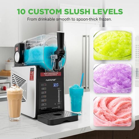 NutriChef Slushie Machine for Home | No Ice Needed Slushys 7-in-1 Preset Programs: Self Clean, Milkshakes, Spiked Slush & More | 64 oz, Quiet Operation, One-Touch Start & Includes Recipes | Black in Kuwait