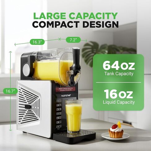 NutriChef Slushie Machine for Home | No Ice Needed Slushys 7-in-1 Preset Programs: Self Clean, Milkshakes, Spiked Slush & More | 64 oz, Quiet Operation, One-Touch Start & Includes Recipes | Black in Kuwait