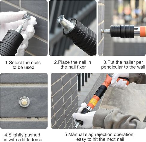 مجموعة مسامير أظافر من الفولاذ مكونة من 110 قطعة، مسدس أظافر فولاذي مستدير للخرسانة، مسدس أظافر يدوي قابل للتعديل بـ 5 سرعات، أداة تثبيت جدار الأظافر المحمولة in Kuwait