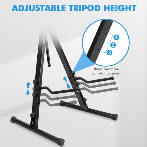Heavy Duty Cello Stand with Bow Hook, Sturdy Portable Adjustable Versatile, Floor Steel Holder for 1/2 & 1/4 Double Upright Bass, Fiddle, Contrabass（Black） in Kuwait