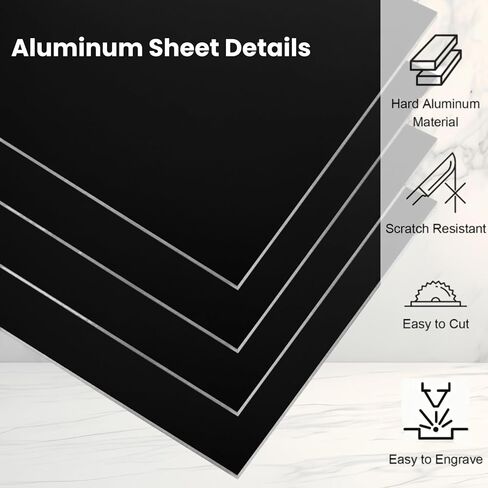 4 Pack 12 x 12 x 1/32 (0.03") Inch Anodized Aluminum Sheets, Black 5052 Aluminum Alloy Blanks, 0.8MM Corrosion Resistant Metal Engraving Plate for DIY Crafting, Sign Making, Home Decor in Saudi Arabia