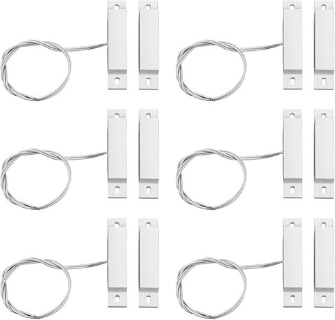6 Sets Magnetic Reed Switch MC-32 NC Surface Mount Wired Security Door Window Alarm Door Window Contact Sensor for Home Security Burglar Alarm Systems (White) in Saudi Arabia