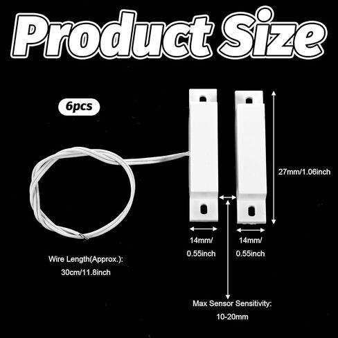 6 Sets Magnetic Reed Switch MC-32 NC Surface Mount Wired Security Door Window Alarm Door Window Contact Sensor for Home Security Burglar Alarm Systems (White) in Saudi Arabia